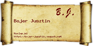 Bojer Jusztin névjegykártya